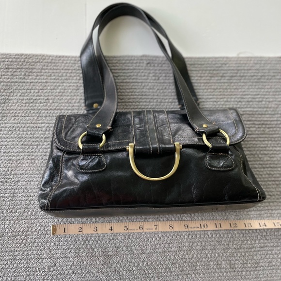 Vintage Y2K Apt. 9 Black Aged Brass Shoulder Bag Purse - Picture 8 of 10